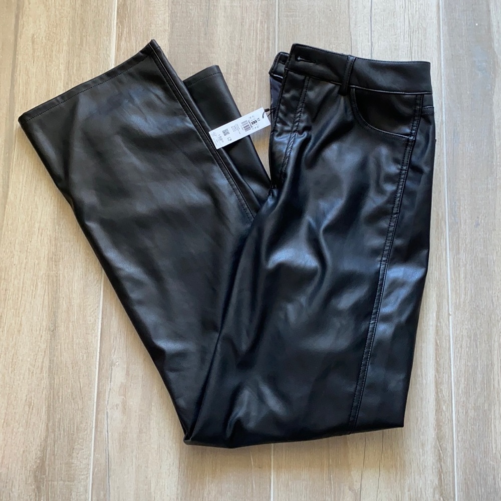 Garage clothing black straight leg leather pants